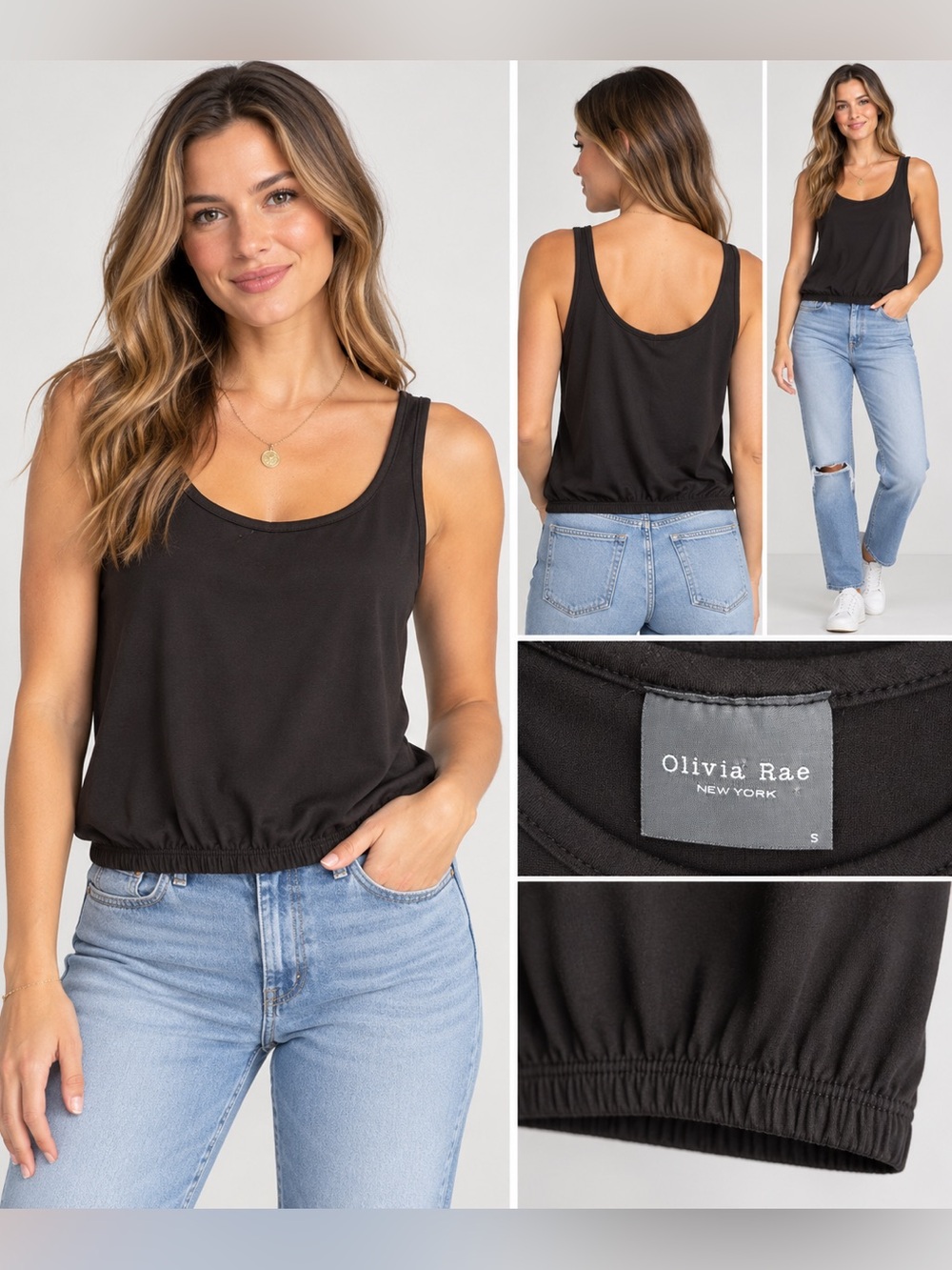 Olivia Rae New York Black Bubble Hem Tank Top Size Small